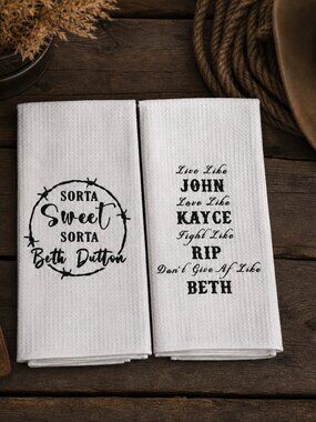 Personalized Beth Dutton White Kitchen Towels - Set of 2